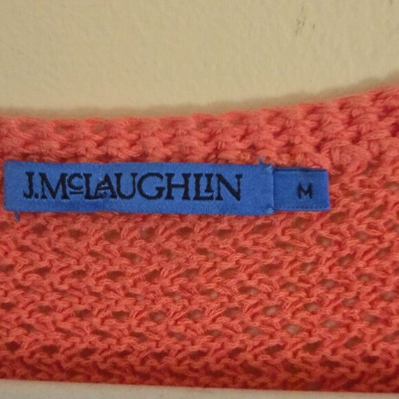J. Mclaughlin Donna Linen Blend Open Knit Sweater Salmon Size M - Picture 5 of 6